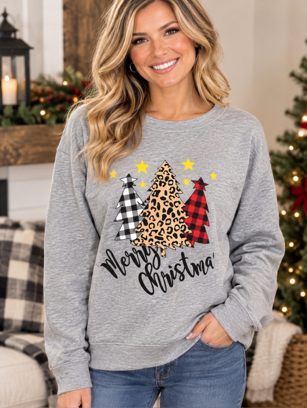 Christmas Tree Graphic Sweatshirt Size Small